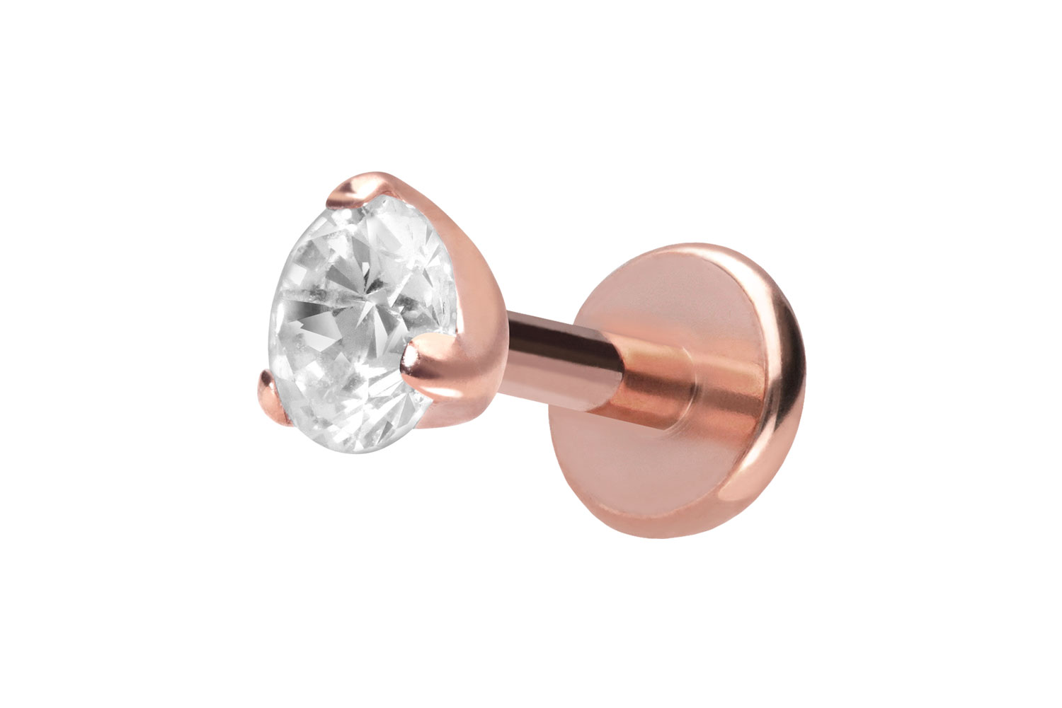 Titan Labret Piercing mit Push Fit EINGEFASSTER KRISTALL